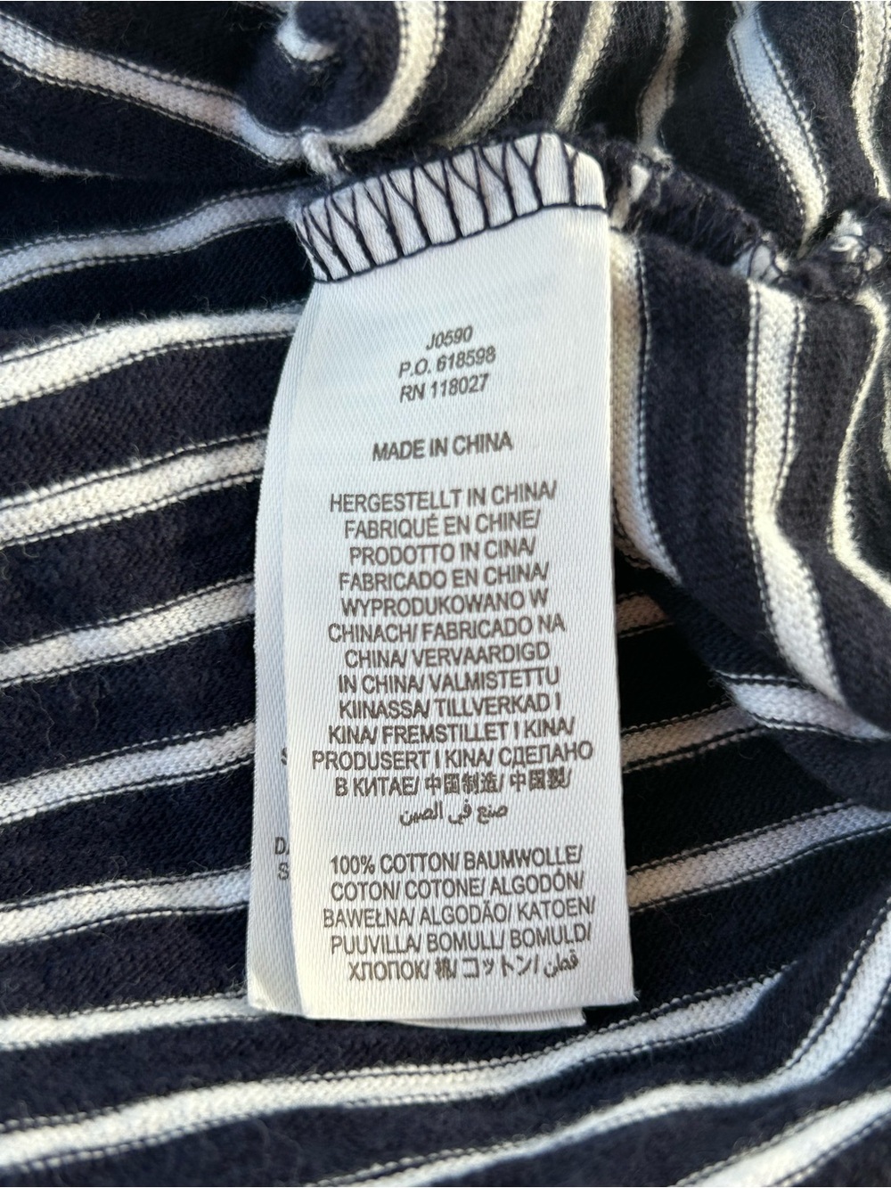 Boden Navy Blue White Stripe Colorful Pom Pom T-shirt Charlie Dress - Picture 4 of 5